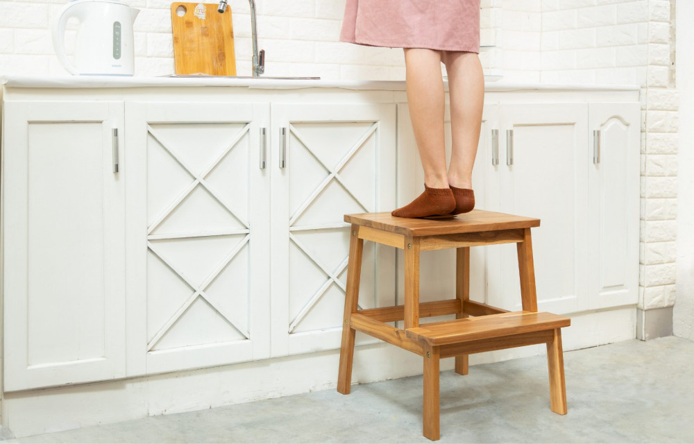 Rectangular Two Steps Stool Natural Color