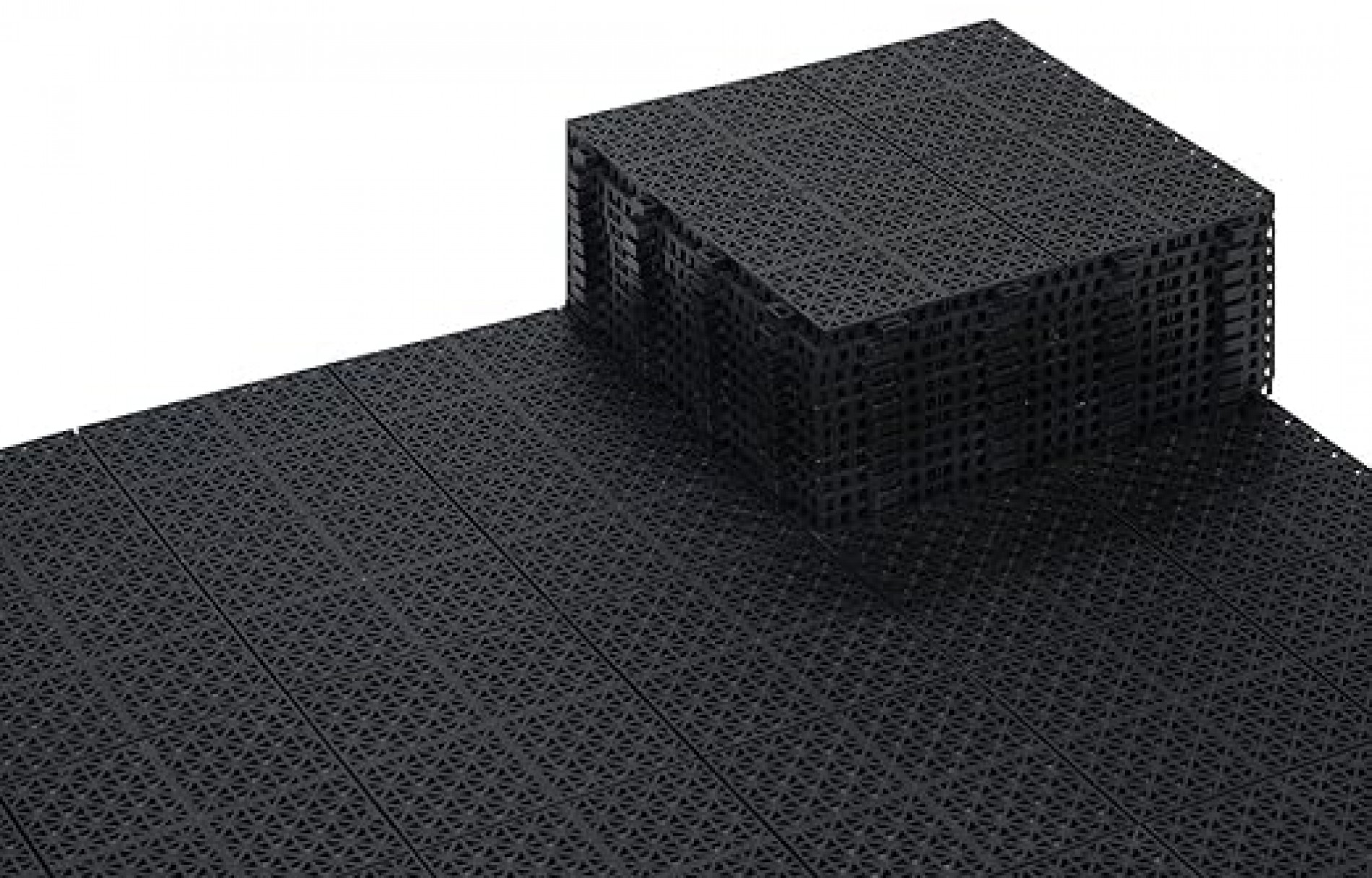 BEEFURNI Black Plastic Deck Tiles Interlocking Floor Tiles (12PCS) 12" x 12"