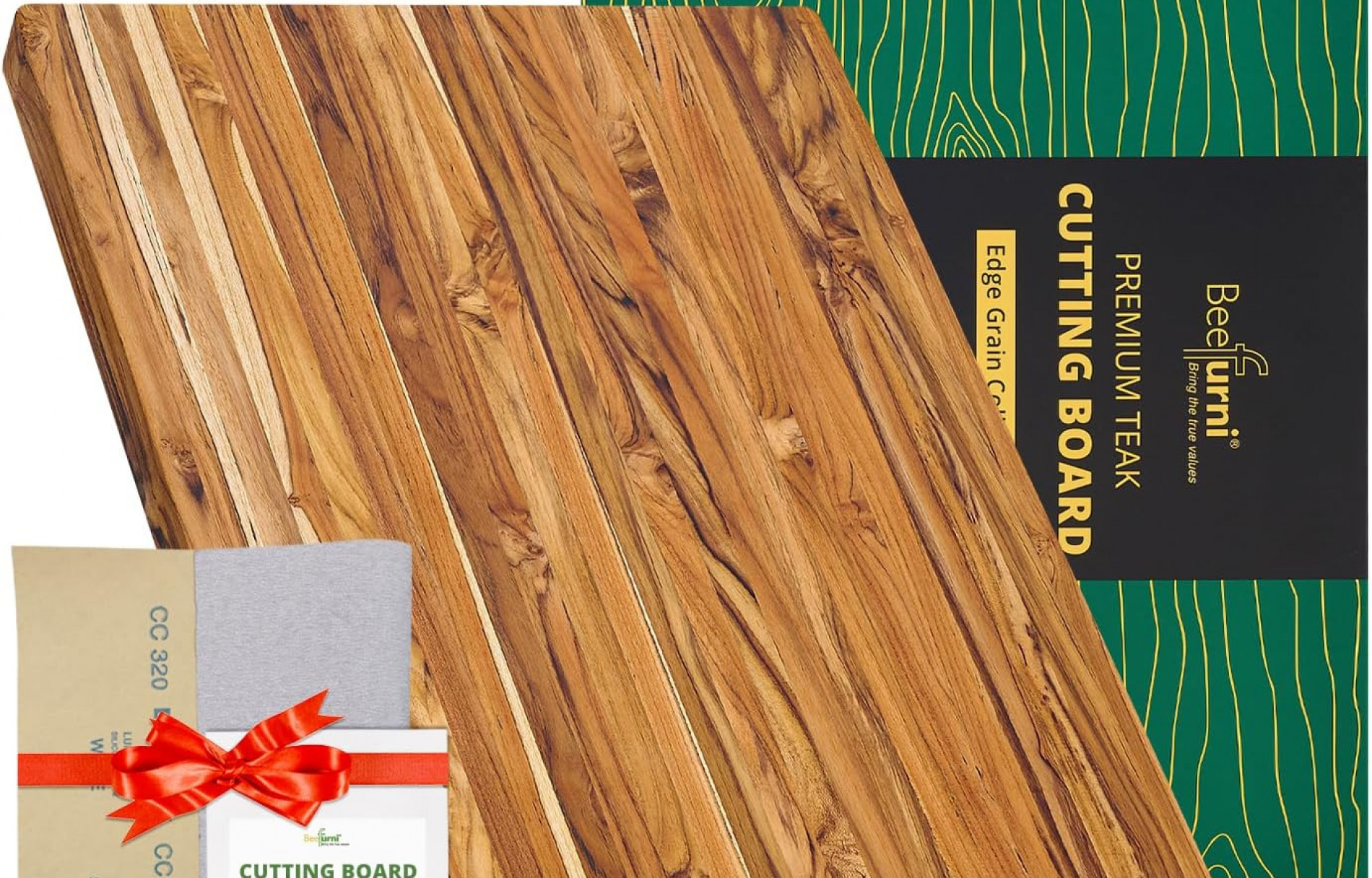 BEEFURNI Teak Cutting Board Without Juice Groove Size 22 Inch