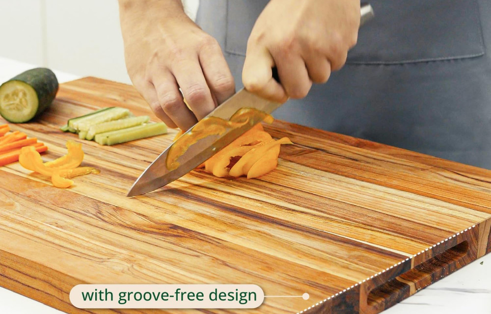 BEEFURNI Teak Cutting Board Without Juice Groove Size 22 Inch