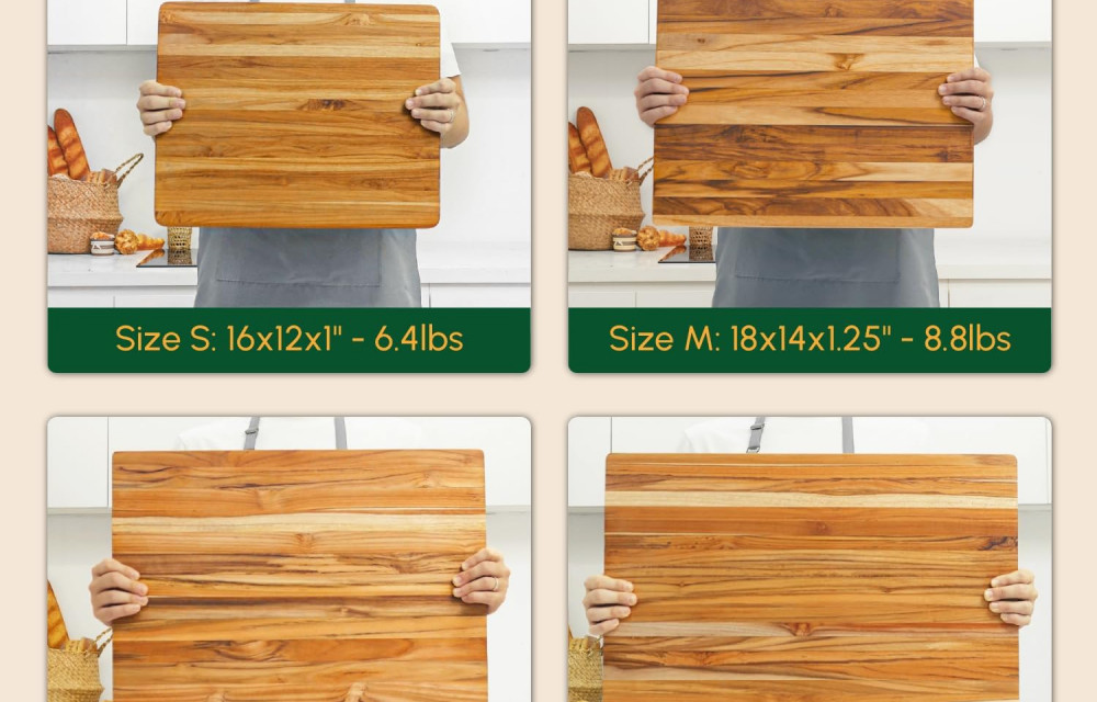 BEEFURNI Teak Cutting Board Without Juice Groove Size 22 Inch
