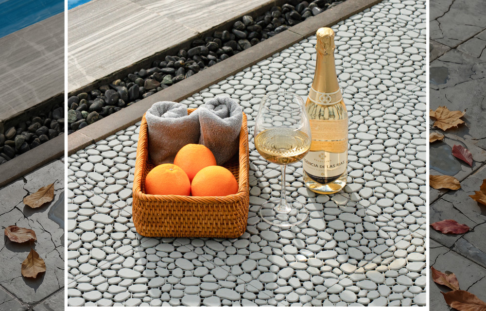 BEEFURNI Light Gray Stone Plastic Deck Tiles Interlocking Floor Tiles (60 PCS) 12" x 12"