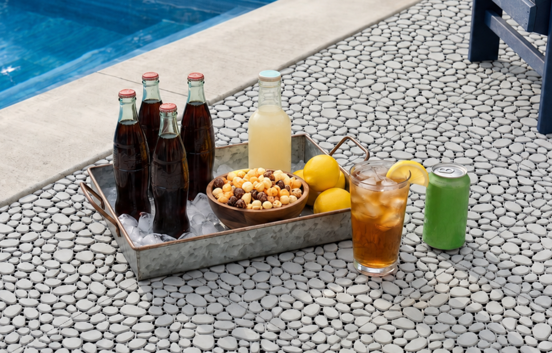 BEEFURNI Light Gray Stone Plastic Deck Tiles Interlocking Floor Tiles (60 PCS) 12" x 12"
