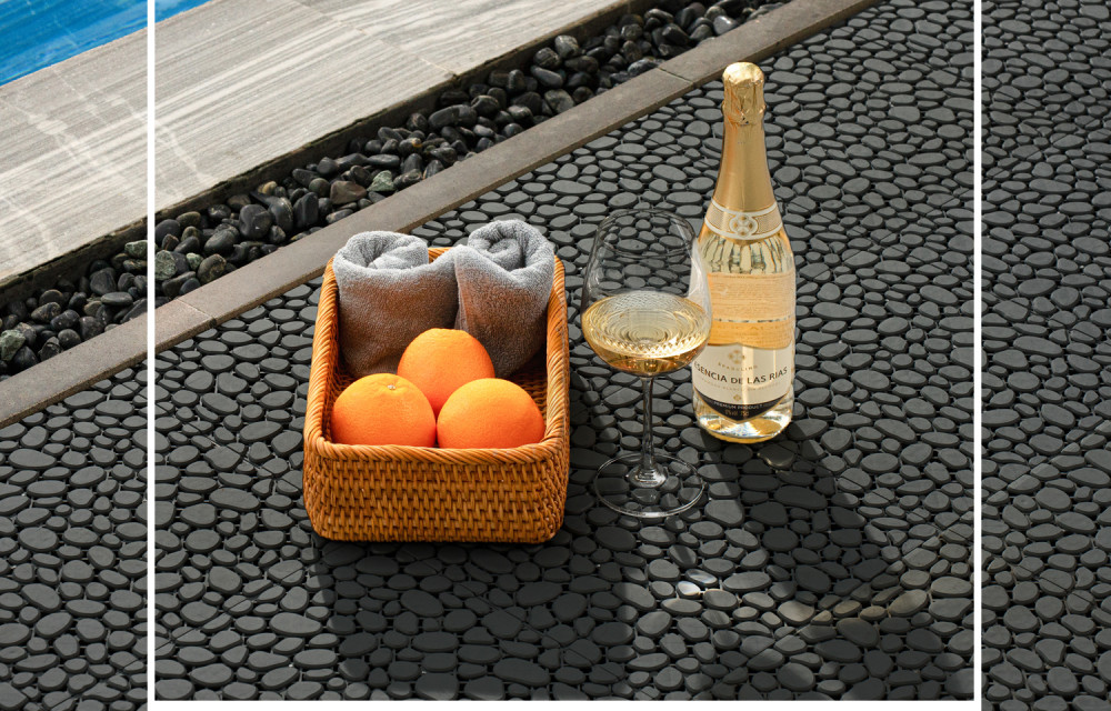 BEEFURNI Light Black Stone Plastic Deck Tiles Interlocking Floor Tiles (60 PCS) 12" x 12"
