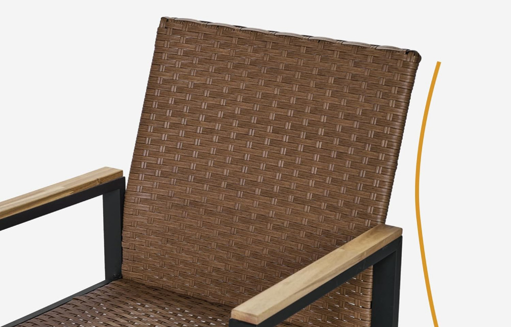 7 PCS Wicker Patio Furniture Dining Set, Outdoor Patio Table and Chairs Set, Furniture Set, Acacia Wood Table